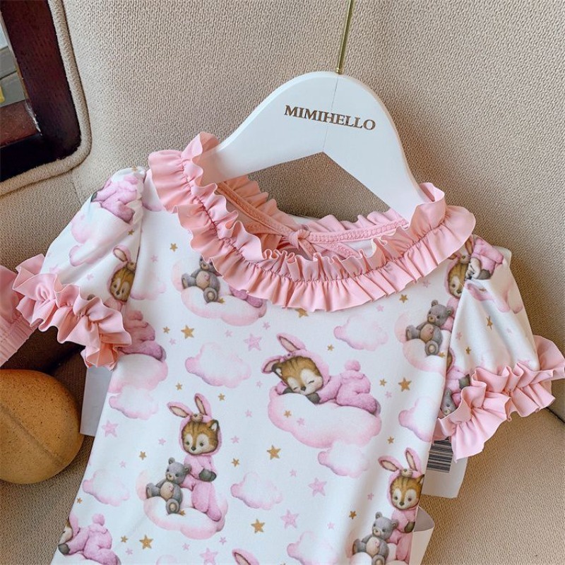 Bộ Đồ Bơi Một Mảnh Họa Tiết Hoa Hở Lưng Thời Trang Mùa Hè 2023 Cho Bé Gái