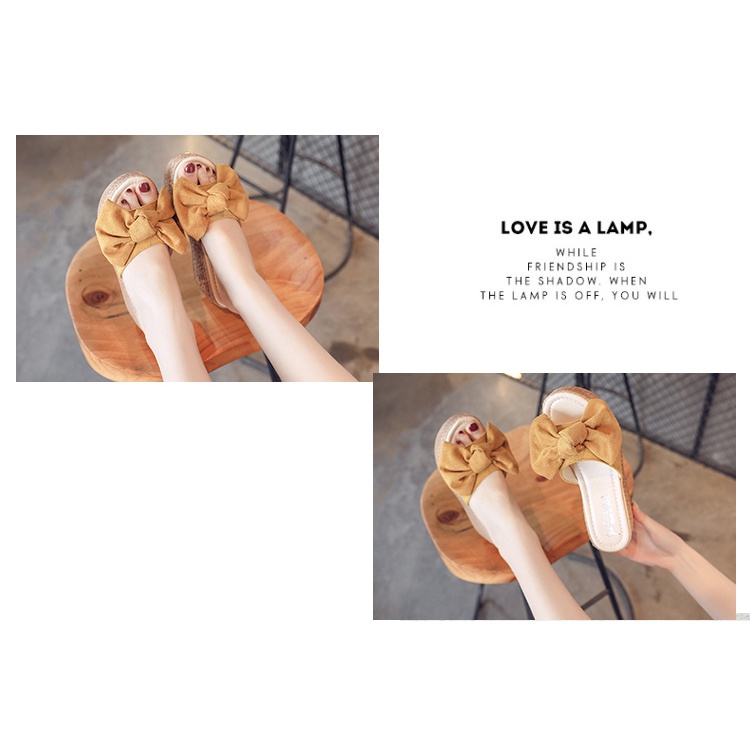 Xăng đan Đế Xốp Dày Gót Vuông Thắt Nơ Thời Trang Mùa Hè Phong Cách Hàn Quốc Dành Cho Bạn Nữ Mang Ngoài Trời