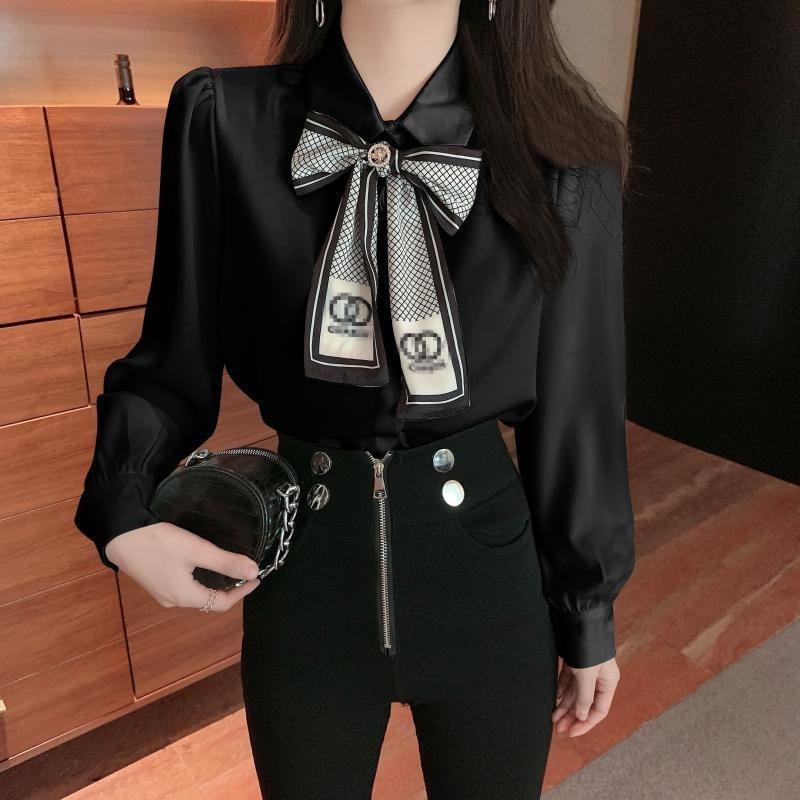 Áo Sơ Mi Dài Tay Thắt Nơ Phong Cách Pháp Cho Nữ