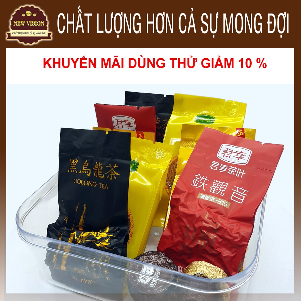 Combo Trà Danh Tiếng Uống Thử-Thiết Quan Âm-Trà Phỗ Nhĩ-Hồng Trà Tiểu Chủng- Hắc Ô Long-Tặng Trà Bông CúcNew Vision