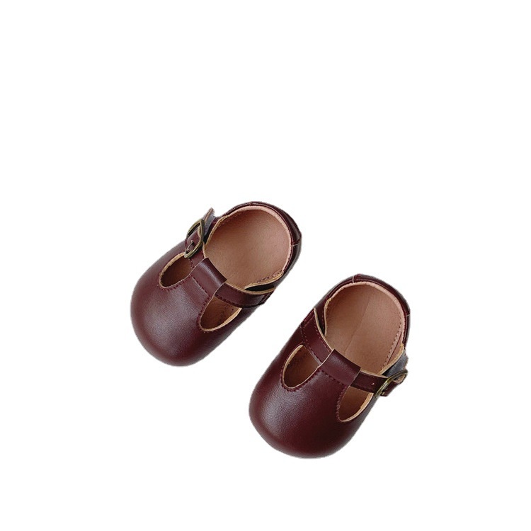 Giày Búp Bê Da Đế Mềm Chống Trượt Màu Trơn Phong Cách Hàn Quốc Cho Bé Gái