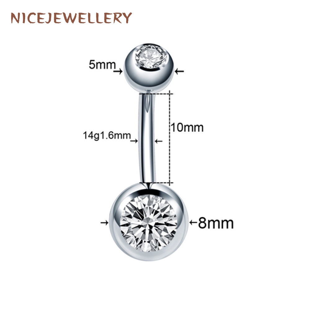 1 Khuyên Rốn Bằng Thép Không Gỉ 14g