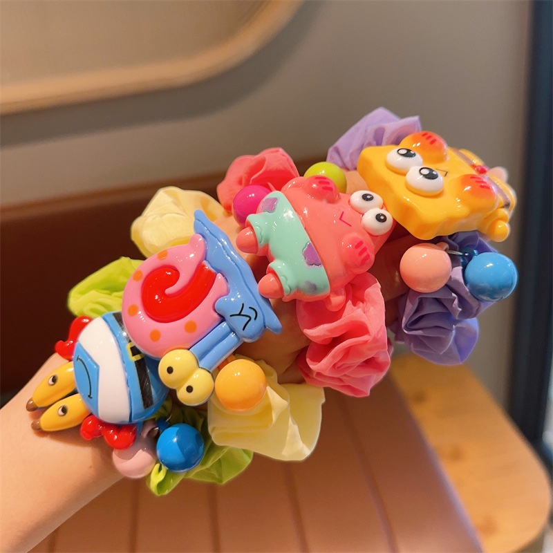 2023 cartoon ponytail scrunchy hair band spongebob squarepants cao su
