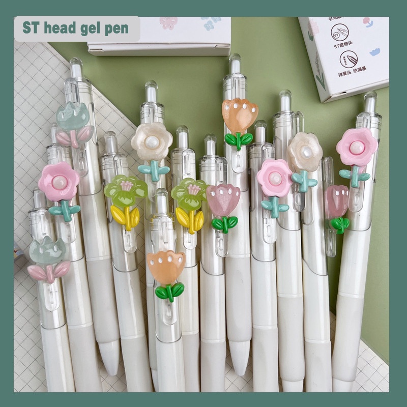 Bút Bi Nước Mực Gel Bút Mực Đen Ngòi 0.5mm In Họa Tiết Hoa Xinh Xắn- Tiệm Bút Nhà SHIORI