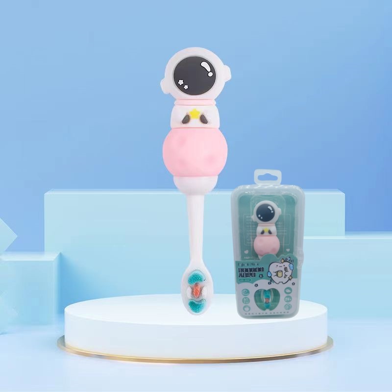 Bàn chải đánh răng trẻ em, bàn chải đánh răng mềm mịn cho bé, tay cầm ngắn hoạt hình bảo vệ răng, bao bì độc lập