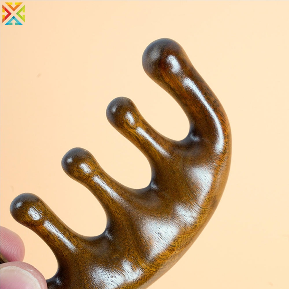 Lược Gỗ Đàn Hương 5 Răng Thưa Mát Xa Lưu Thông Máu Chống Tĩnh Điện