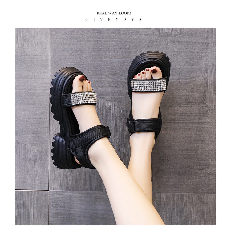 Xăng đan Đế Dày Đính Đá Thời Trang Dành Cho Nữ