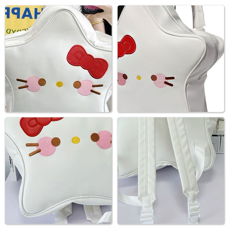Ba Lô Da pu Hình hello kitty / Cầu Vồng / Ngôi Sao Dễ Thương Kiểu Nhật Bản