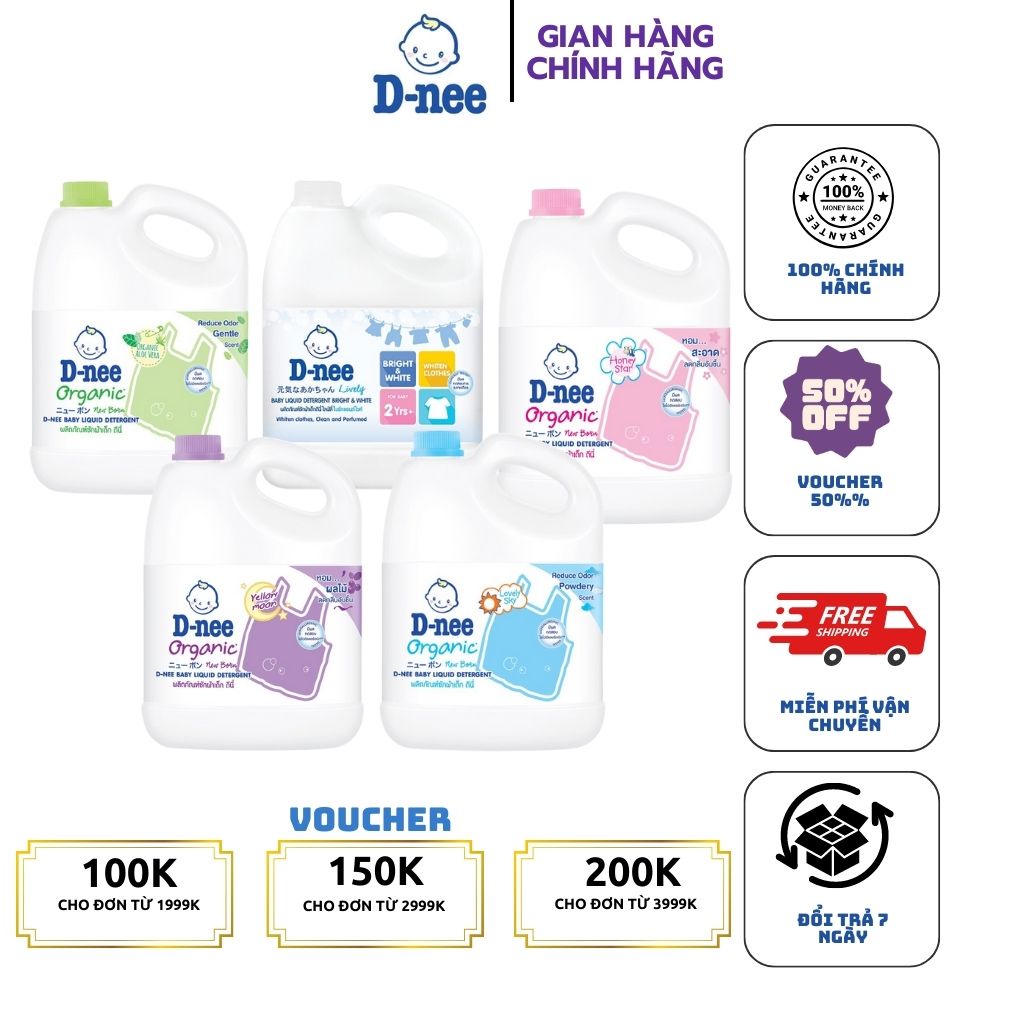 Nước giặt quần áo em bé Dnee 3000ml-Nước Giặt Xả Cho Trẻ Em an toàn, Chính hãng