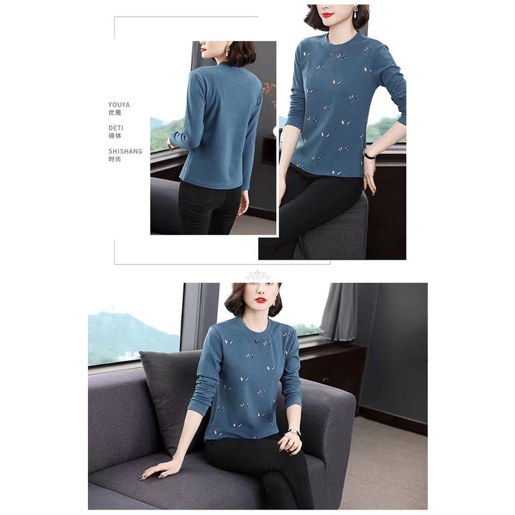 Áo Thun Tay Dài Cổ Tròn Thời Trang Mùa Thu Cho Nữ