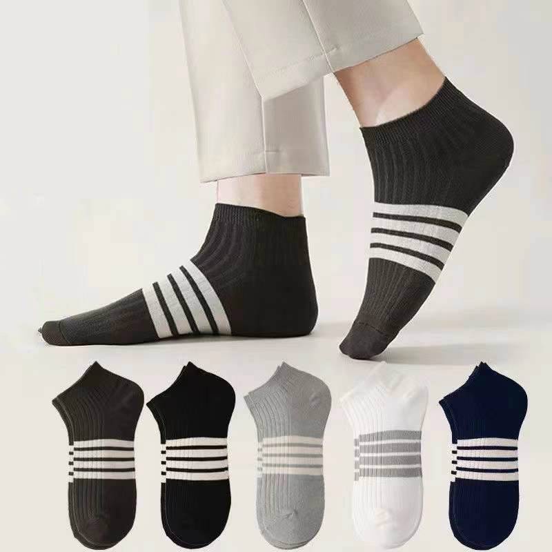 Set 1 / 5 Đôi Vớ Thể Thao Bằng cotton Mềm Mỏng Thoáng Khí Thấm Hút Mồ Hôi Đơn Giản Dành Cho Nam