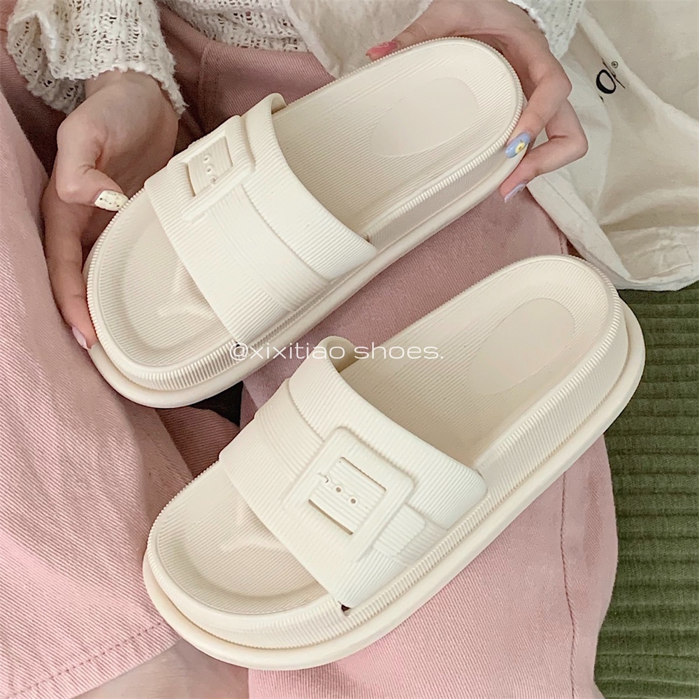 Huaqoo Dép bánh mì guốc dép sandal nữ Màu Sắc Đơn Giản Thoải Mái Cao Gót Chống Trơn Trượt dép đế xuồng 33ZHDLX080104