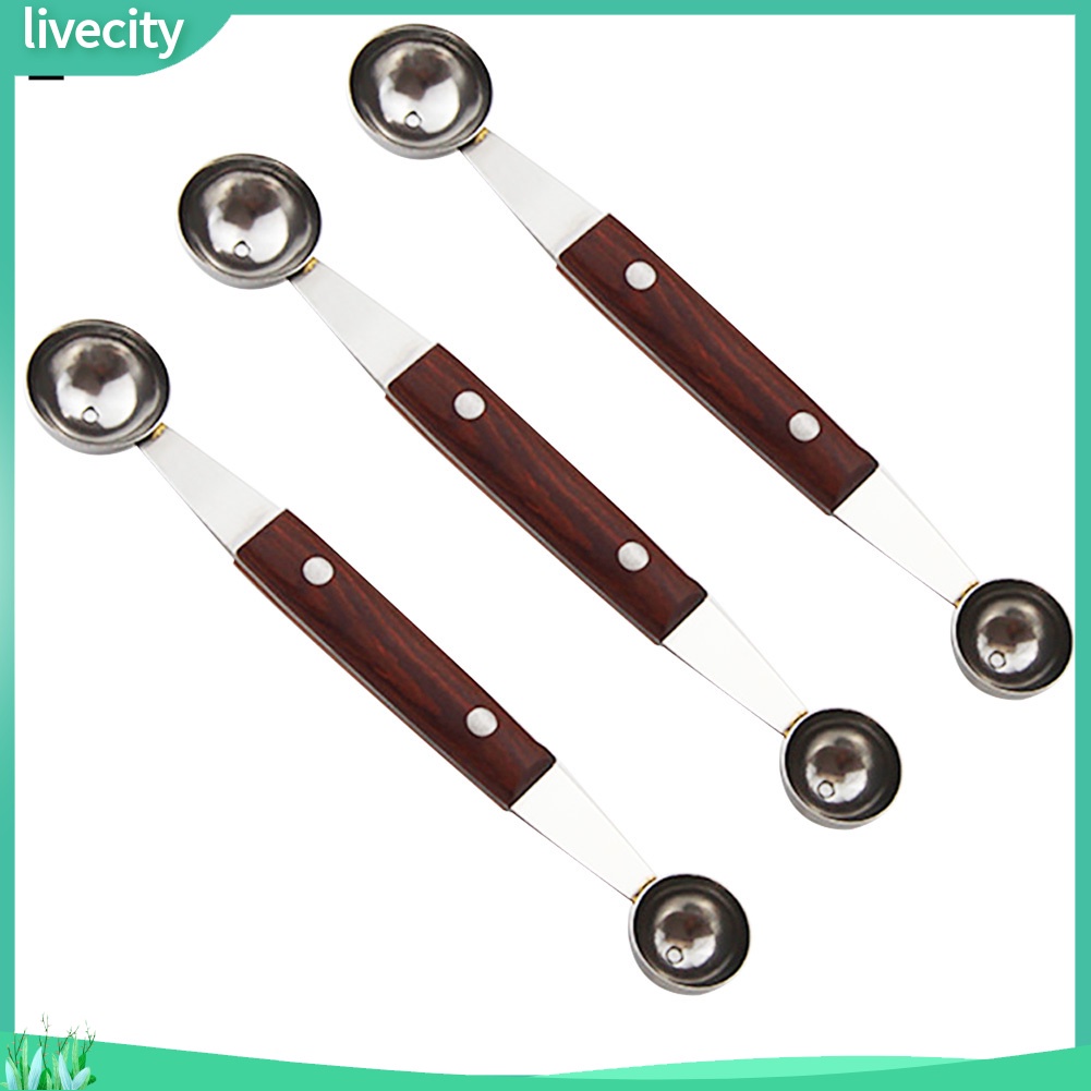 3 cái bằng thép không gỉ double-end melon baller fruit spoon ice cream dessert scoop