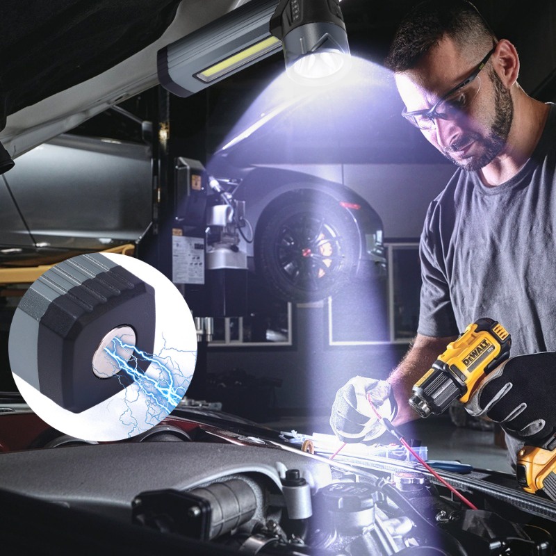 Đèn pin góc xpg + cob siêu sáng đèn pin sạc usb với nam châm đèn có thể điều chỉnh chống thấm nước đầu cắm trại