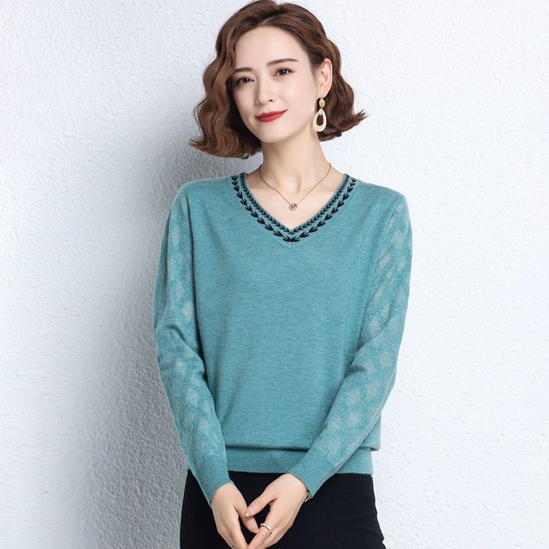 Áo Sweater Dệt Kim Tay Dài Cổ Chữ v Thời Trang Dành Cho Nữ