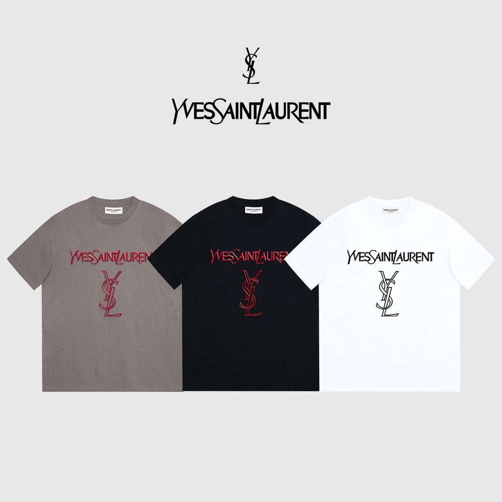 23ss thiết kế thương hiệu sang trọng ysl in nam nữ áo sơ mi cotton thể thao thời trang dạo phố áo len t-shirt ngoài trời