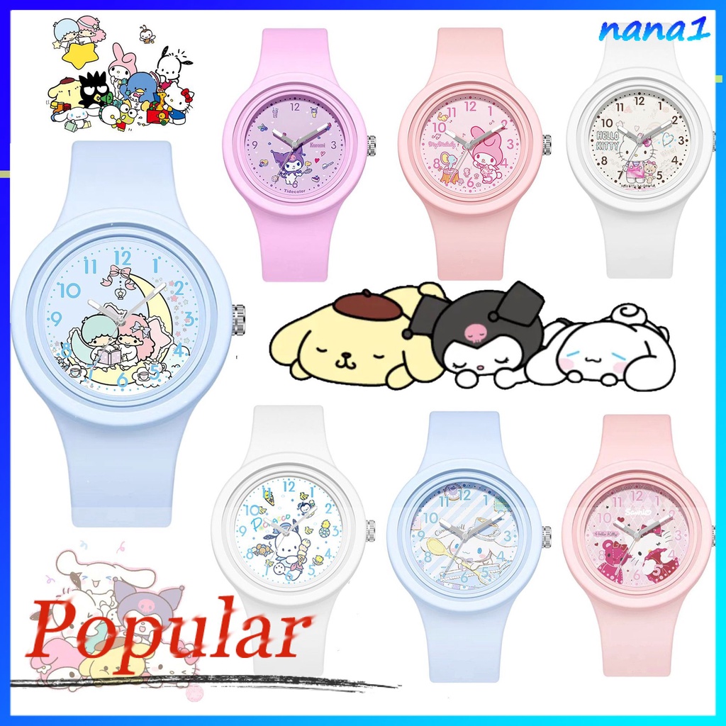 Đồng hồ trẻ em sanrio cô gái dễ thương đồng hồ cinnamoroll kuromi melody đồng hồ học sinh không thấm nước cho bé gái quà tặng