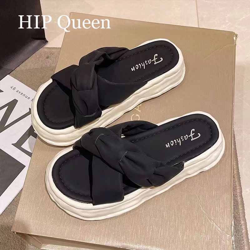 HQ Dép bánh mì guốc dép sandal nữ Màu Sắc Đơn Giản Thoải Mái Cao Gót Chống Trơn Trượt dép đế xuồng 33z080401