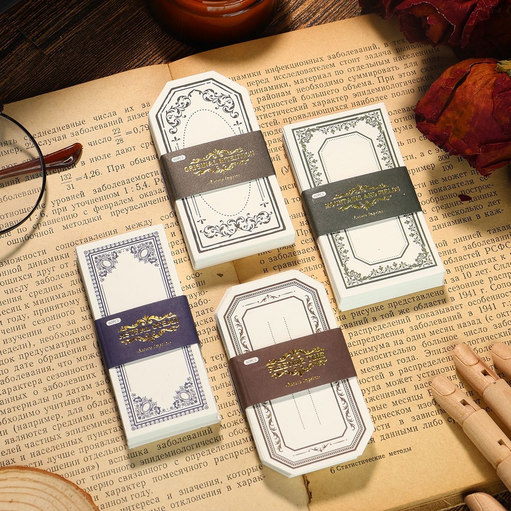 Journamm 60 cái / gói vintage ren memo pads trang trí văn phòng phẩm đồ dùng học tập cắt dán tạp chí rác tự làm scrapbooking ghi chú giấy