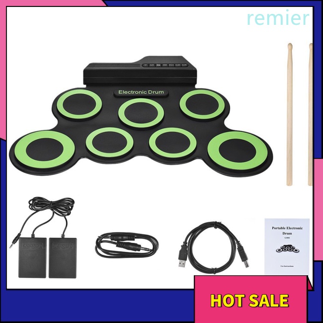 Re folding silicone hand roll usb electronic drum portable practice drum pad kit với drumsticks sustain pedal
