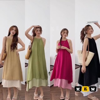 Váy Cổ Yếm Phối Màu 2 Tầng Đuôi Cá Form Xoè Rộng 5 Màu Chất Mát STORYBOOK