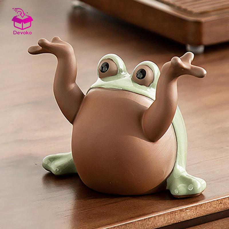 Tượng ếch thủ công mỹ nghệ trà gốm pet cho bàn trung tâm phòng trà để bàn