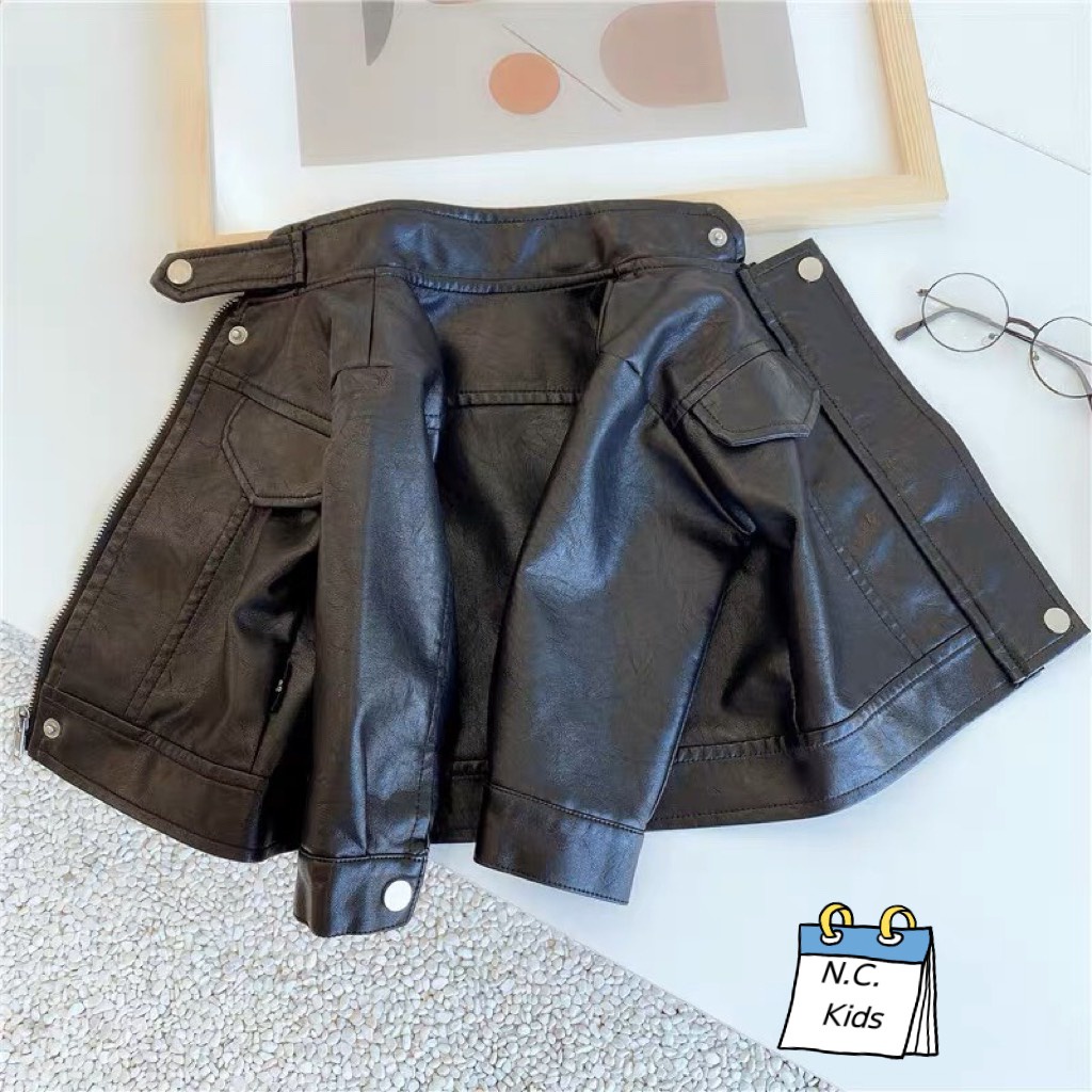 SIZE ĐẠI 9-28KG: ÁO KHOÁC DA CỔ TRỤ SÀNH ĐIỆU CHO BÉ TRAI - AKD23