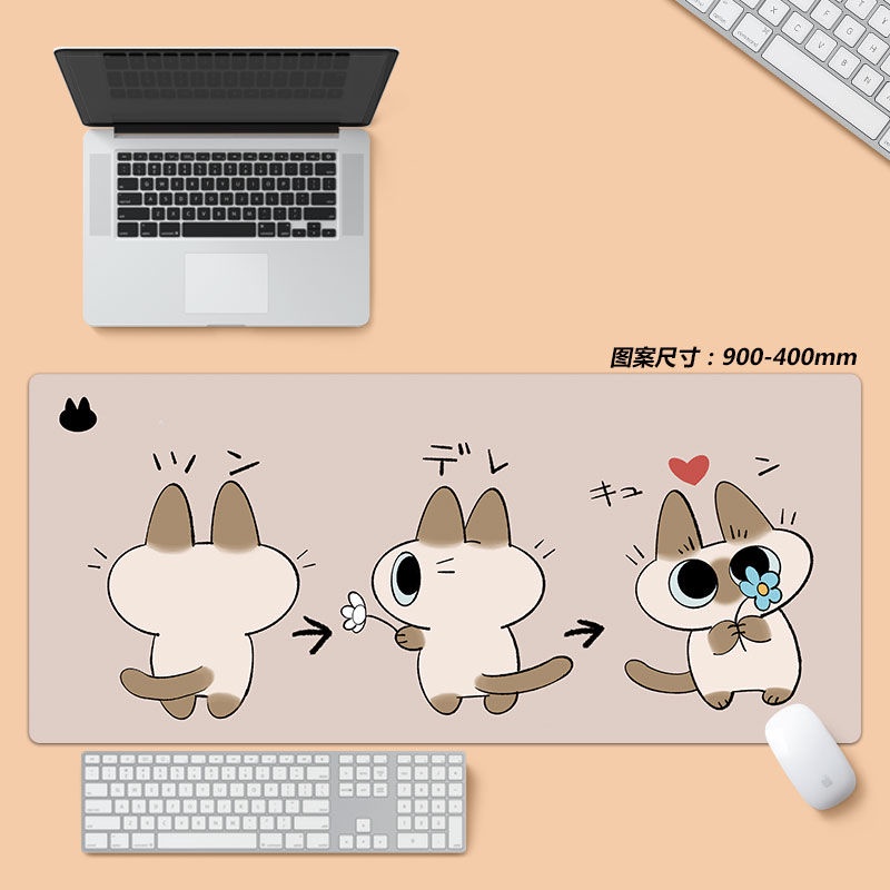 Tấm Lót Chuột Và Bàn Phím Máy Tính Cỡ Lớn In Hoạt Hình Mèo Dễ Thương