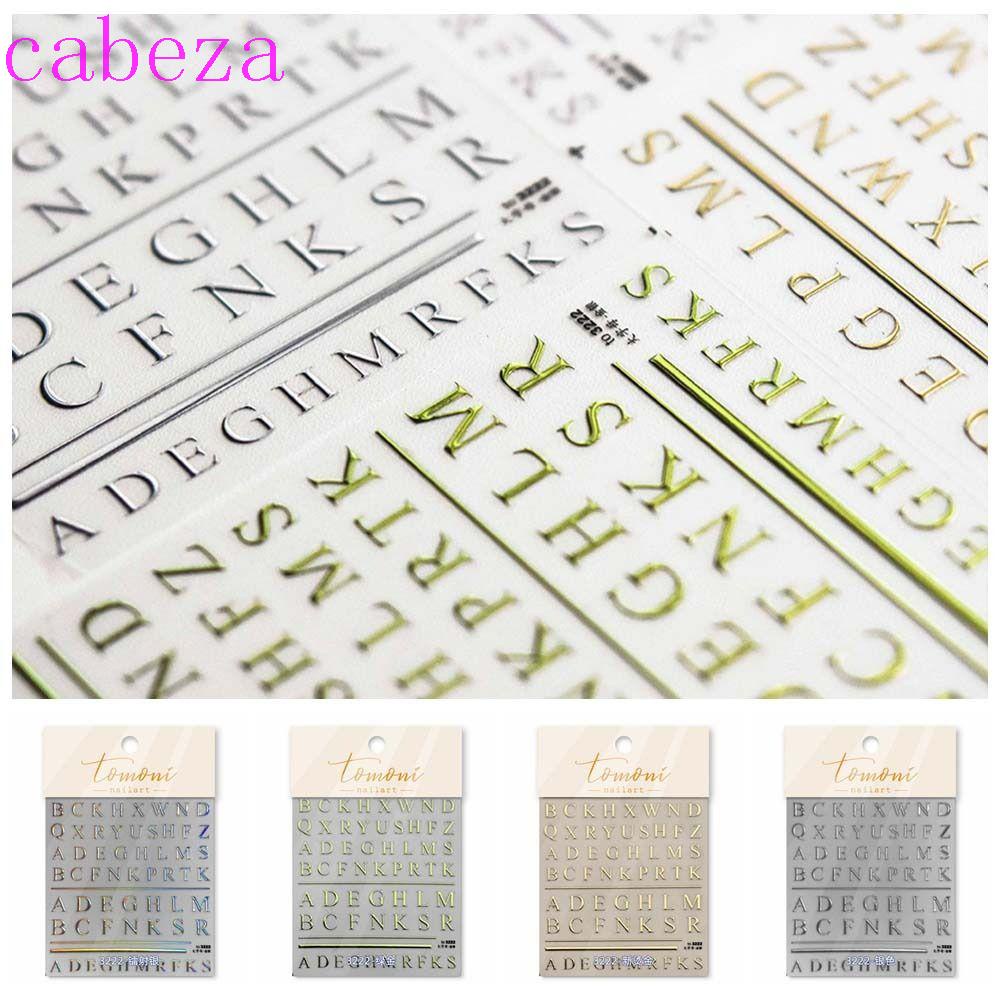 Cabeza bronzing chữ cái tiếng anh dán móng tay, bùa móng tay đồ trang trí làm móng tay chữ hoa đề can móng tay, mẫu bảng chữ cái tiếng anh màu bạc đồ dùng nghệ thuật làm móng cô gái