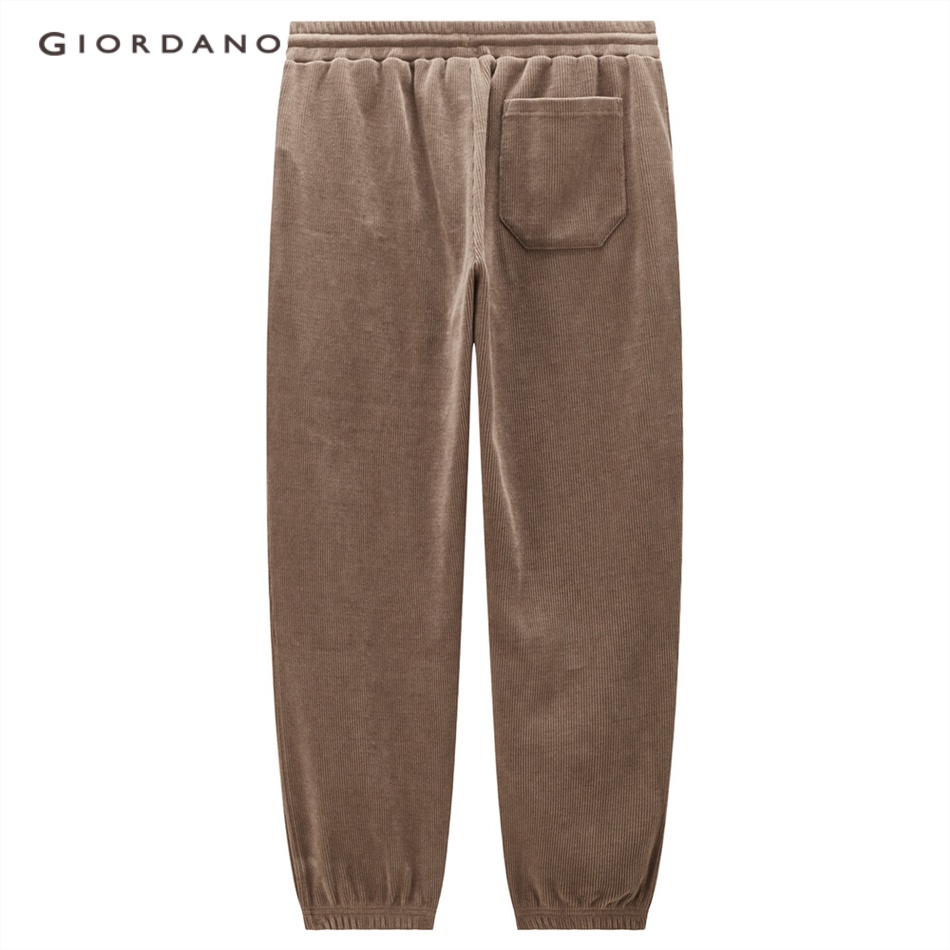 Quần jogger GIORDANO 18113924 nhung kẻ lưng thun co giãn thời trang cho nam