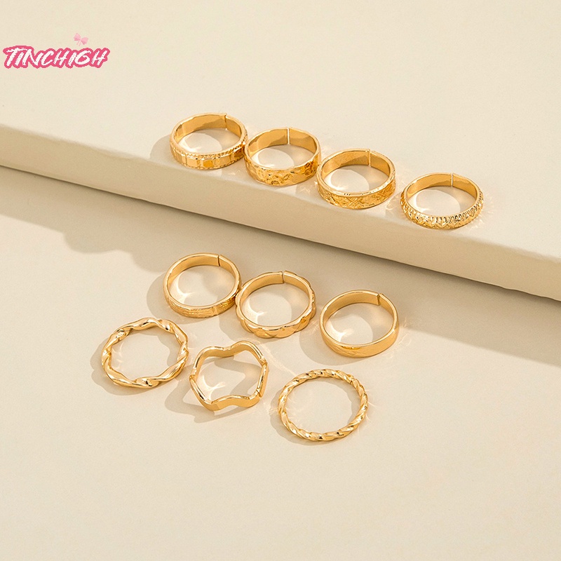 10 cái punk geometric knuckle ring set women bohemia vintage metal finger rings món quà trang sức