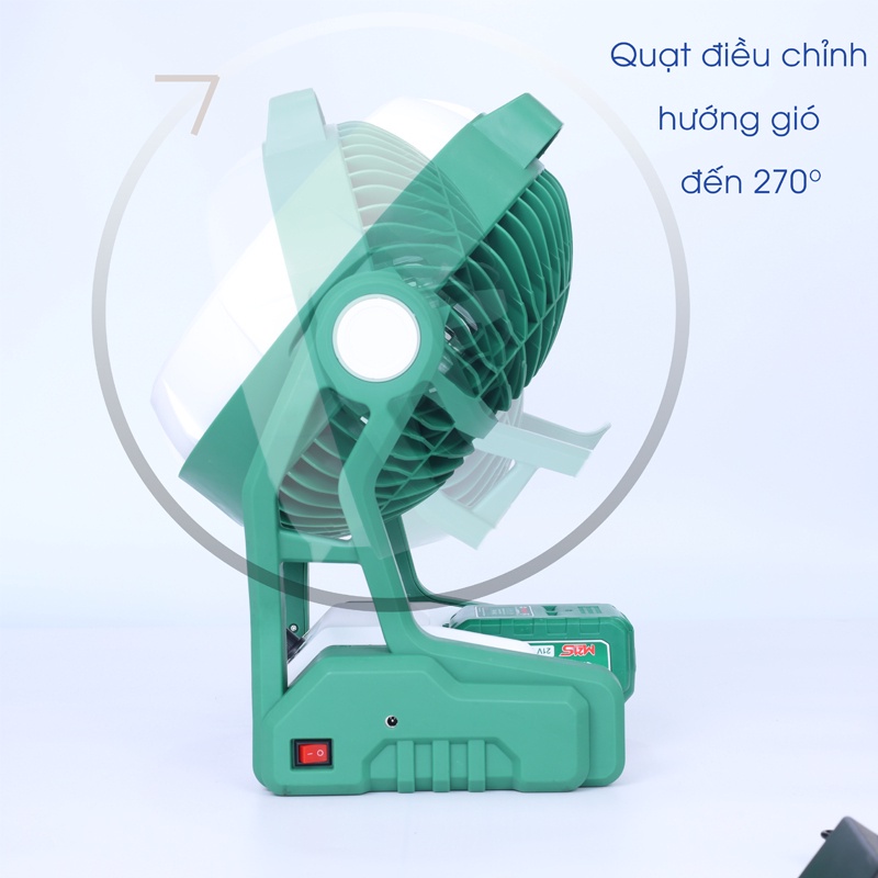 Quạt tích điện Himoki - Kích thước lớn 10 inch - Pin Lithium - Dùng liên tục 10 tiếng