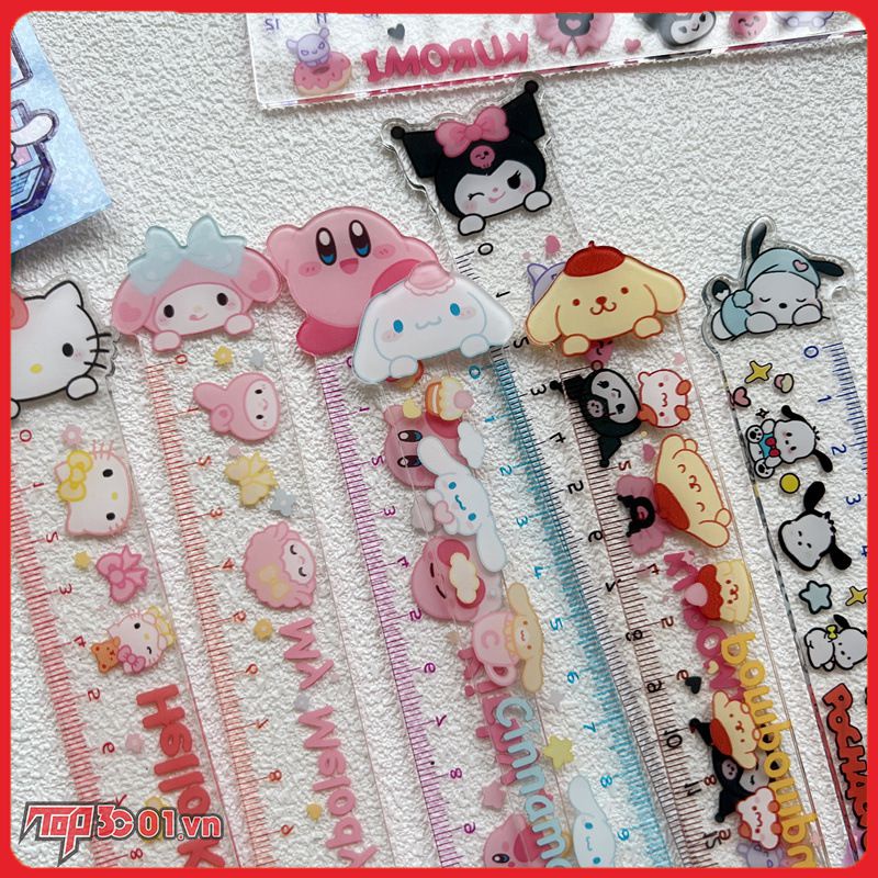 Sanrio Thước 15Cm Kawaii Dễ Thương Thước My Melody Kuromi Cinnamoroll Hellokitty Acrylic Trong Suốt Thước Sinh Viên Văn Phòng Phẩm -top3C01