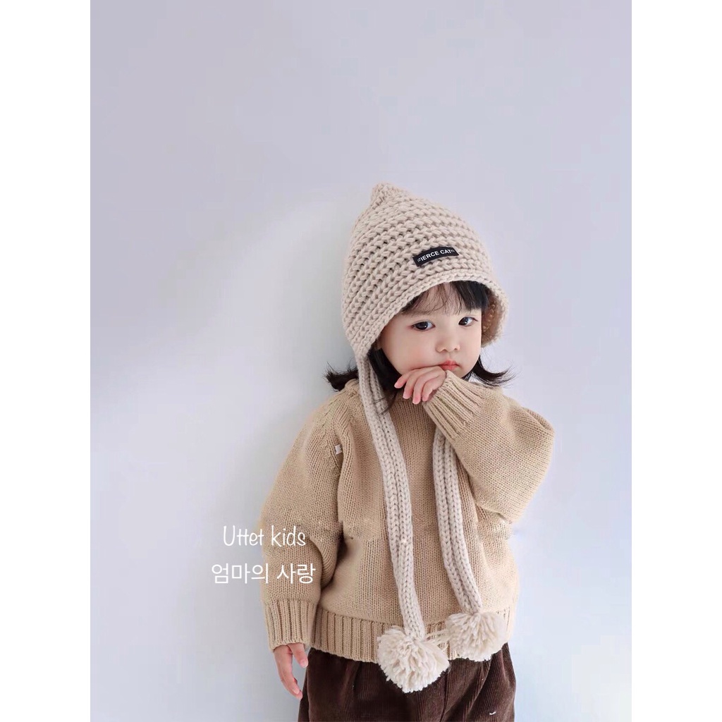 MŨ LEN VÀNH 52CM PHONG CÁCH HÀN QUỐC CHO BÉ GÁI VÀ BÉ TRAI