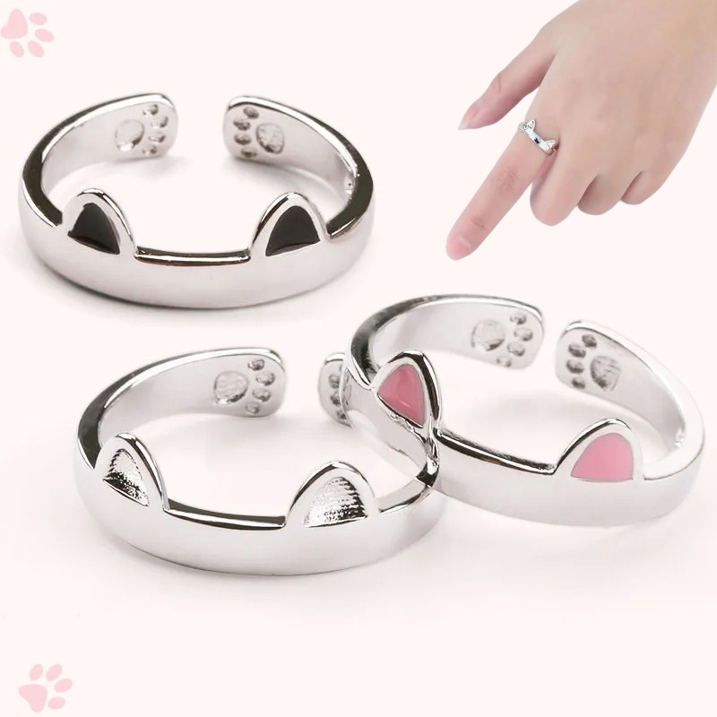 Nhẫn Hở Hình Bàn Chân Mèo Phong Cách Hàn Quốc Dễ Thương Sáng Tạo
