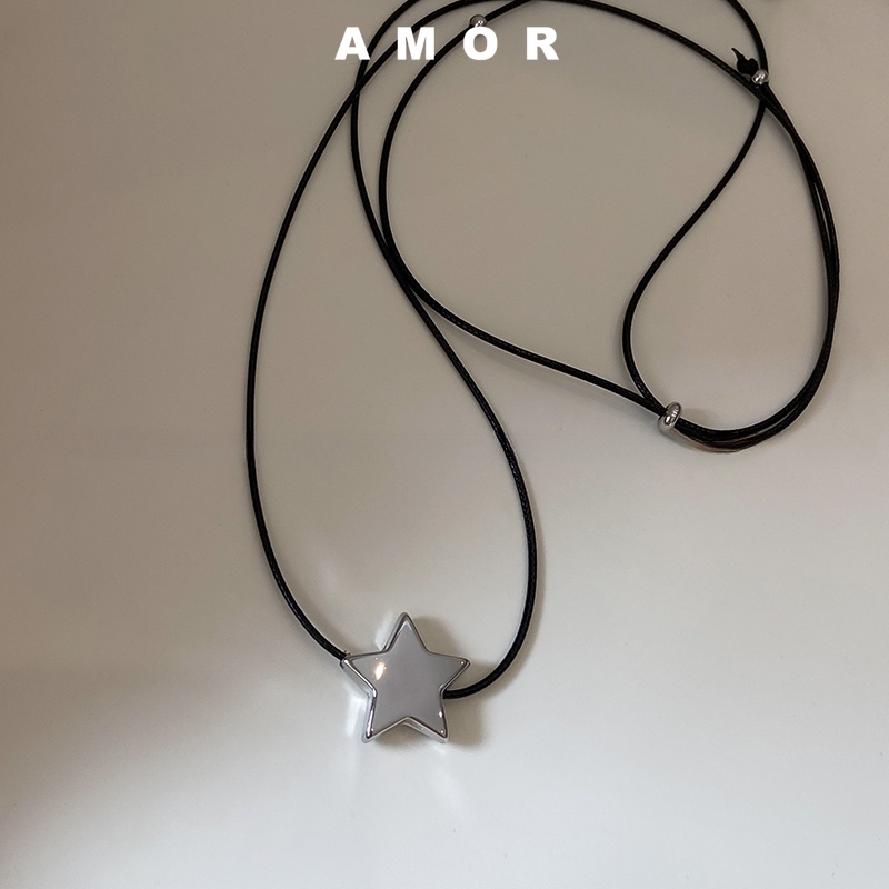 Dây đen ngôi sao choker vòng cổ nữ màu đen