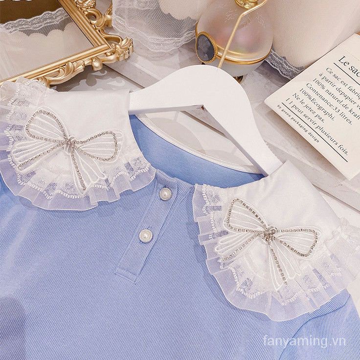 Nơ preppy style two-piece phiên bản hàn quốc váy xếp ly trẻ em quần áo mùa xuân vừa lớn phong cách mới 2023 áo len cho bé gái phù hợp với lhzn