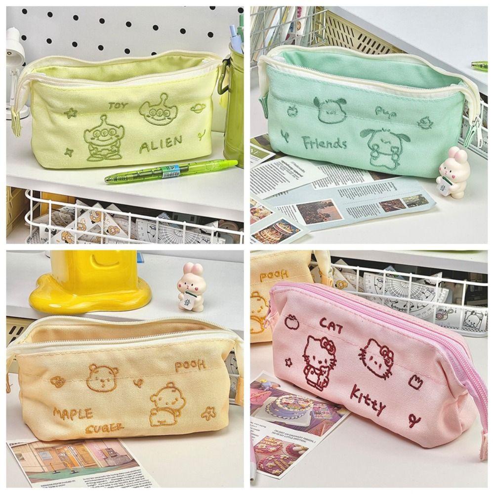 Túi Đựng Bút / Mỹ Phẩm Sức Chứa Lớn Thêu Họa Tiết Hoạt Hình hello Kitty Dễ Thương Để Bàn Tiện Dụng Cho Văn Phòng