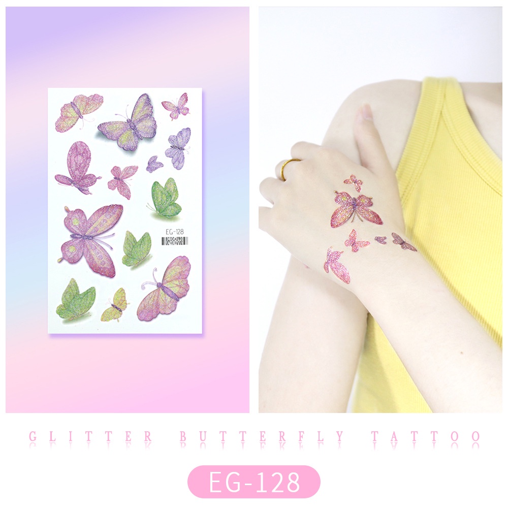 Hình Xăm Dán Tạm Thời Hình Bướm Lấp Lánh