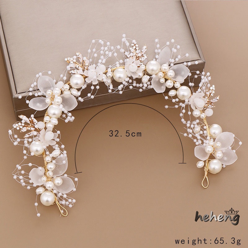 Tiara vương miện ngọc trai rhinestone vương miện đám cưới vòng hoa thời trang