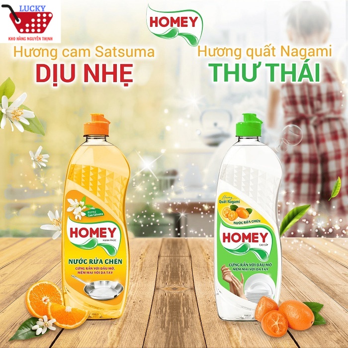 Nước rửa chén cao cấp HOMEY hương Cam hương quất 750g/chai