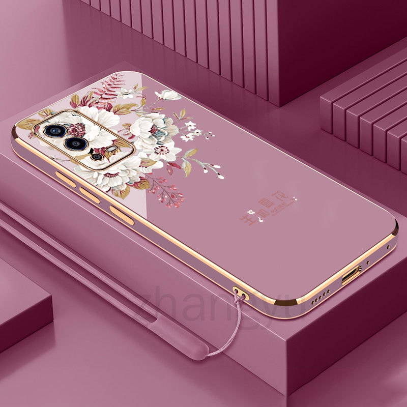 ốp lưng OPPO A55 4G Ốp Điện Thoại TPU silicone Mềm Mạ Điện Summer flower Tiết Hoa Bảo Vệ Cho OPPO A5