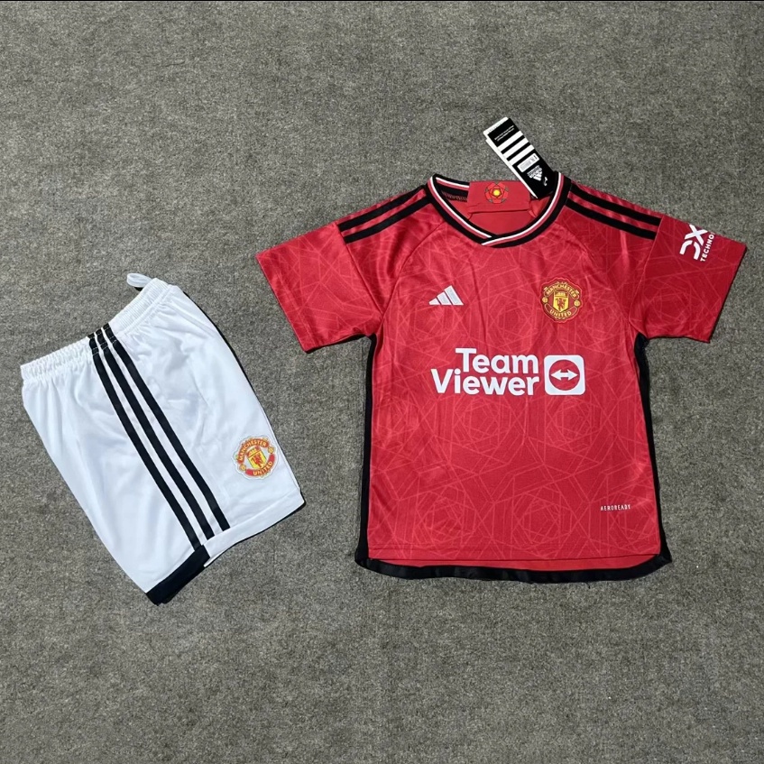 Trẻ em 23-24 man-utd mu sân nhà thứ 3 áo bóng đá set manunited tops quần short suit