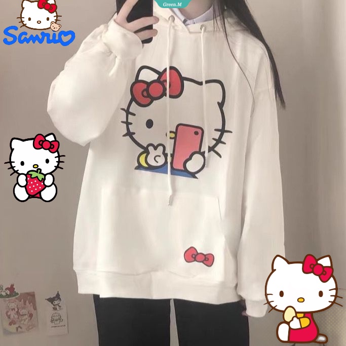 Sanrio anime in áo khoác nữ có mũ trùm đầu hello kitty áo khoác dài tay rời kawaii girl món quà sinh nhật hàng đầu [gm]