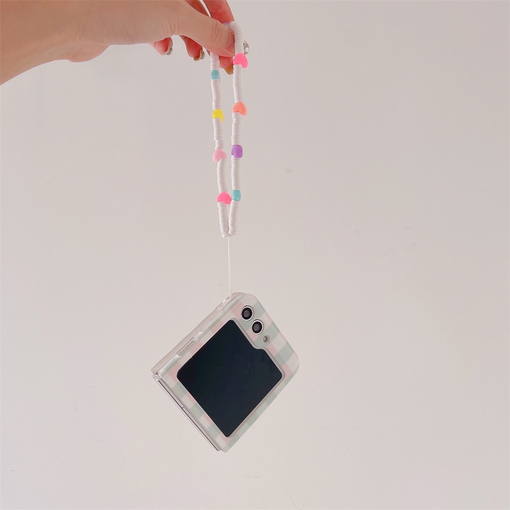 Vỏ điện thoại tpu mềm cho samsung galaxy z flip 5 5g flip5 ins korean lattice love bracelet silicone anti-fall cover case