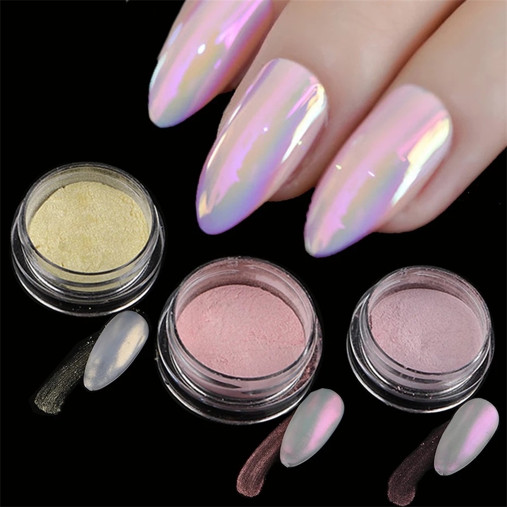 Aurora Nail Glitter Powder Bột sắc tố Ngọc trai trắng long lanh Nghệ thuật làm móng bột long lanh Trang trí móng tay bằng bột lấp lánh