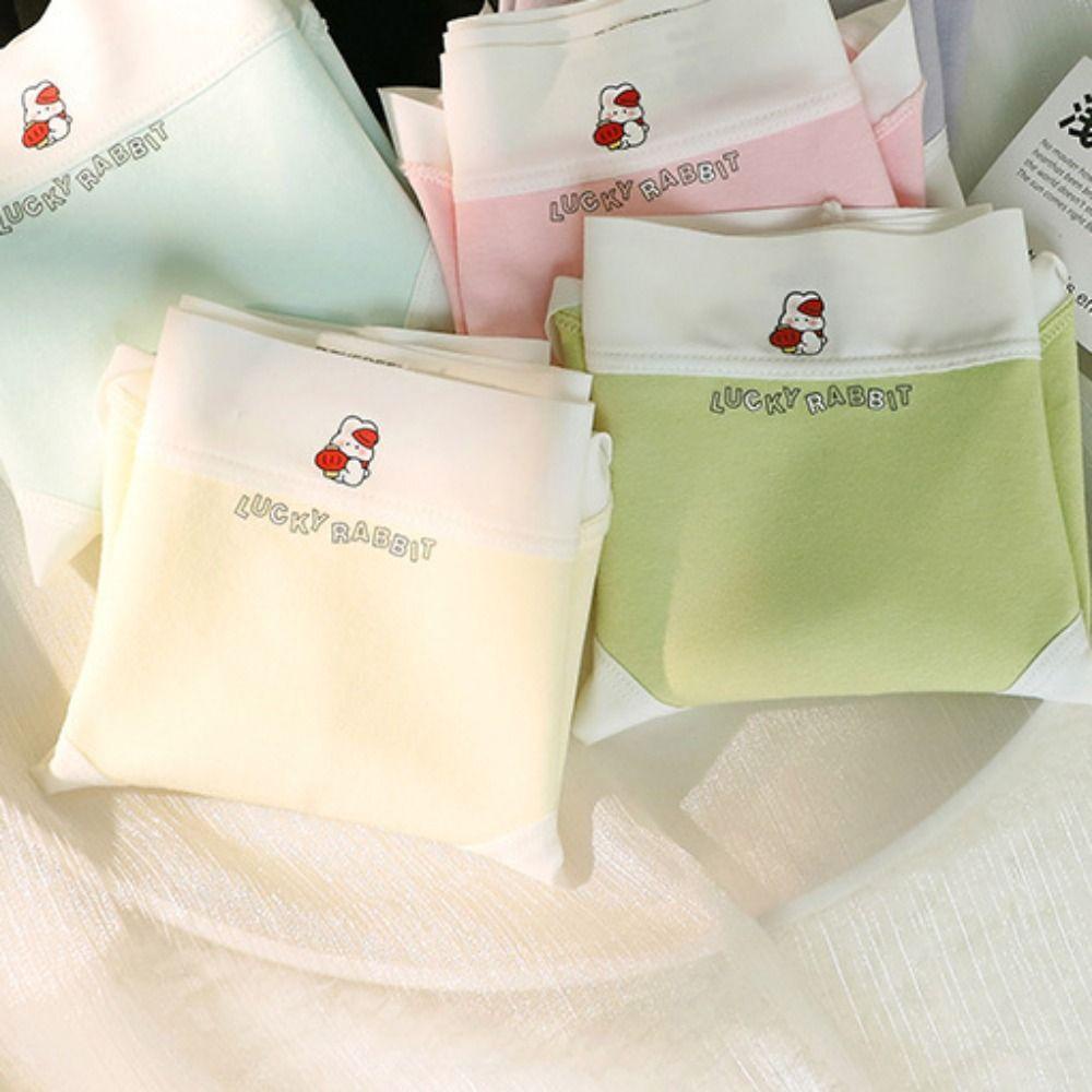 Quần Lót Cotton Thoáng Khí Lưng Vừa In Họa Tiết Thỏ Phong Cách Hàn Quốc Cho Nữ