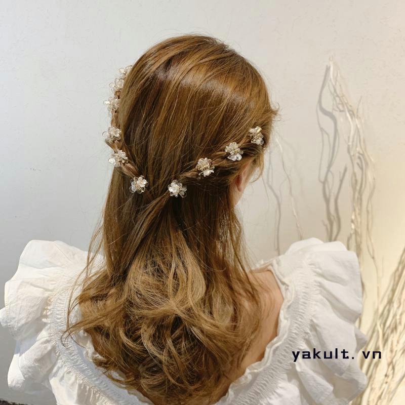 🎀 yakult 🎀Kẹp Tóc Đính Hoa Trà Nhỏ Xinh Thời Trang Hàn Quốc Cho Nữ