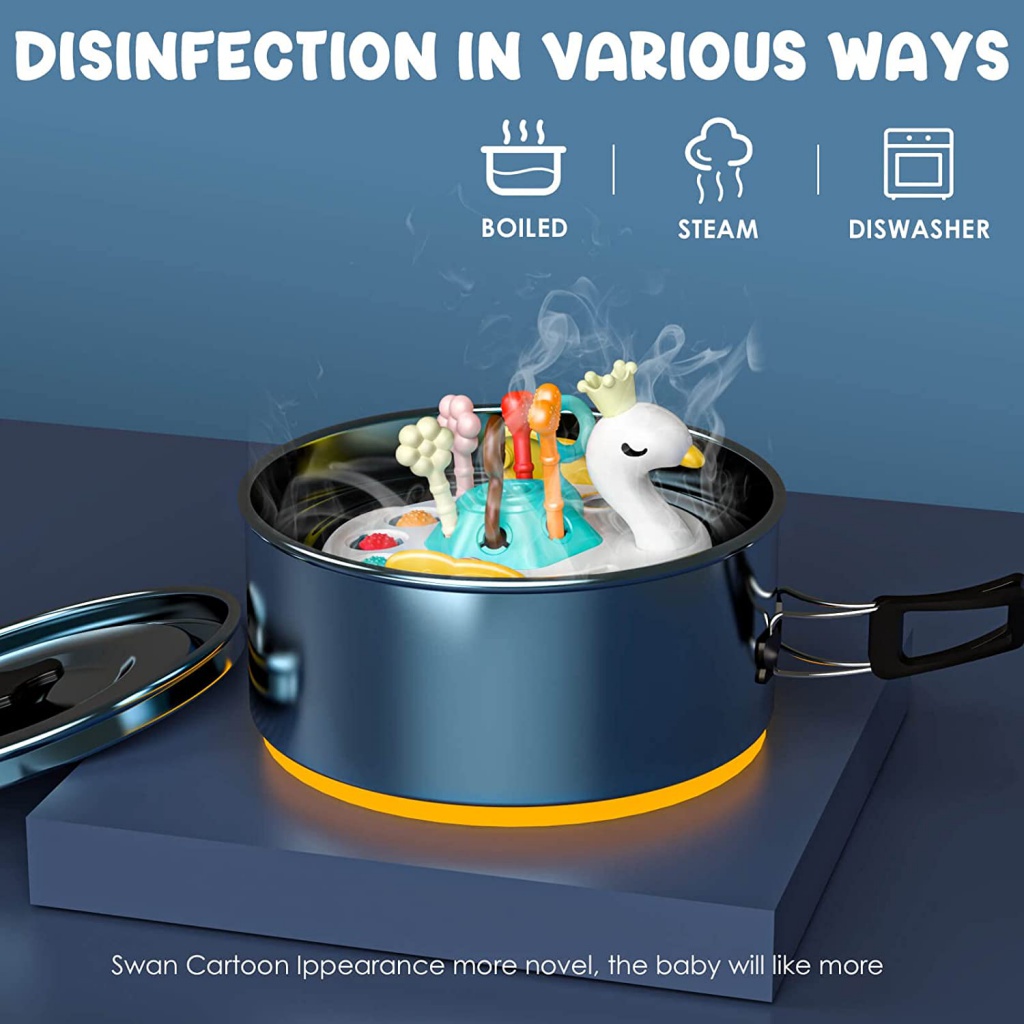 Đồ Chơi Dây Kéo Bằng Silicone 5 Trong 1 Cho Bé 6 7 8 9 10 11 12 Tháng 6-12 Tháng Tuổi