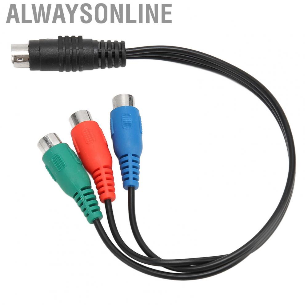 Alwaysonline S Video 7 Pin Male to 3RCA Female Cable High Accuracy AV Sound Adapter 0.9ft audio line